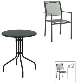 Intrahome Τραπεζαρία Vergo-Confidence σετ 3τεμ Intrahome μέταλλο σε μαύρη απόχρωση Φ60x70εκ | SKU: INTRAPA-311111031