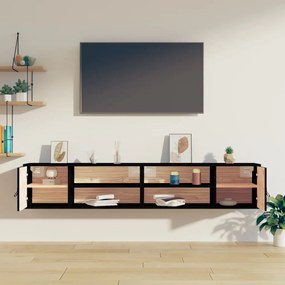 vidaXL Ντουλάπια Τοίχου 2 τεμ. Μαύρα 80x30x30εκ από Μασίφ Ξύλο Πεύκου