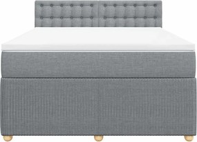 vidaXL Κρεβάτι Boxspring με Στρώμα Ανοιχτό Γκρι 140x190 εκ. Υφασμάτινο