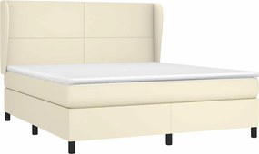 vidaXL Κρεβάτι Boxspring με Στρώμα Κρεμ 160x200εκ. από Συνθετικό Δέρμα