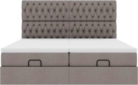 vidaXL Οθωμανικό κρεβάτι με στρώματα Taupe 200x200cm ύφασμα