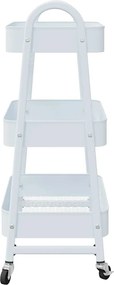 vidaXL Τρόλεϊ αποθήκευσης 3 επιπέδων Λευκό 42x41,5x77 cm Χάλυβας