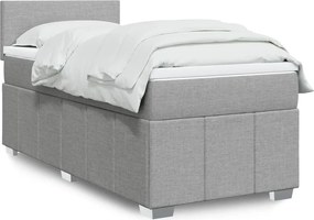 vidaXL Κρεβάτι Boxspring με Στρώμα Ανοιχτό Γκρι 80x200 εκ. Υφασμάτινο