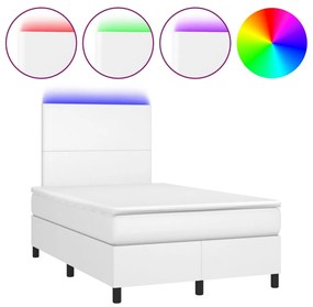 ΚΡΕΒΑΤΙ BOXSPRING ΜΕ ΣΤΡΩΜΑ &amp; LED ΛΕΥΚΟ 120X200 ΕΚ. ΣΥΝΘ. ΔΕΡΜΑ 3135814