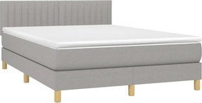 vidaXL Κρεβάτι Boxspring με Στρώμα &amp; LED Αν.Γκρι 140x200 εκ Υφασμάτινο