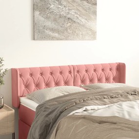 Κεφαλάρι με Πτερύγια Ροζ 163x16x78/88 εκ. Βελούδινο - Ροζ