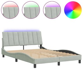 Πλαίσιο Κρεβατιού με LED Ανοιχτό Γκρι 120x200 εκ. Βελούδινο - Γκρι