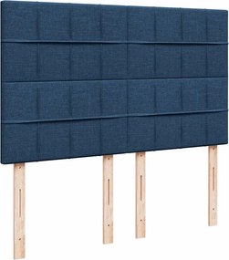 vidaXL Κρεβάτι Boxspring με Στρώμα Μπλε 140x190 εκ. Υφασμάτινο