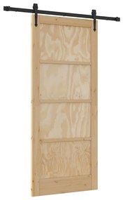 vidaXL Συρόμενη Πόρτα Καφέ 86 x 198.5 cm Μασίφ ξύλο πεύκου