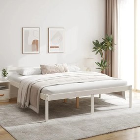 Κρεβάτι Ηλικιωμένων Λευκό 180x200εκ Μασίφ Πεύκο Super King Size