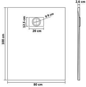 vidaXL Βάση Ντουζιέρας Μαύρη 100 x 80 εκ. από SMC