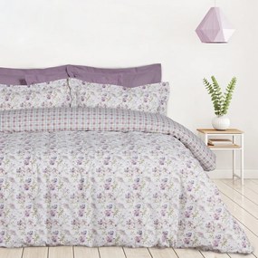 Σεντόνια Happy 9675 (Σετ 3τμχ) Ivory-Lilac Das Home Μονό 170x260cm 100% Βαμβάκι