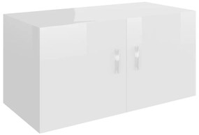 Ντουλάπι Επιτοίχιο Γυαλιστερό Λευκό 80x39x40 εκ. από Επεξ. Ξύλο - Λευκό