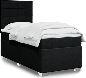 vidaXL Κρεβάτι Boxspring με Στρώμα Μαύρο 100 x 200 εκ. Υφασμάτινο