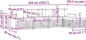 vidaXL Σειρά Καναπέ Εξωτερικού 5 pcs Φυσικό και Κρέμα Πολυεστέρας