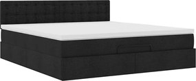 vidaXL Οθωμανικό κρεβάτι με στρώμα Μαύρο 180x200cm Ύφασμα