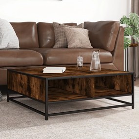 vidaXL Τραπεζάκι Σαλονιού Καπνιστή Δρυς 80x80x30 εκ. Επ. Ξύλο&amp;Μέταλλο