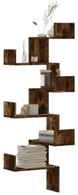 vidaXL Γωνιακή Ραφιέρα Τοίχου Καπνιστή Δρυς 45x45x147 εκ Επεξ. Ξύλο