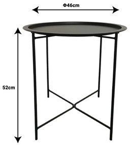 Τραπέζι Caius pakoworld μέταλλο σε μαύρη απόχρωση Φ46x52εκ - 152-000045