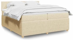 vidaXL Κρεβάτι Boxspring με Στρώμα Κρεμ 200x200 εκ. Υφασμάτινο