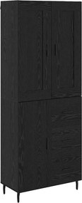 vidaXL Highboard με συρτάρι 2 pcs Μαύρη Οξυά Επεξεργασμένο ξύλο