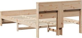 vidaXL Σκελετός Κρεβατιού με ράφι Καφέ 120 x 190 cm Στερεό πεύκο