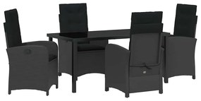 vidaXL Σέτ φαγητού για κήπο 5 pcs Μαύρο συνθετικό ρατάν