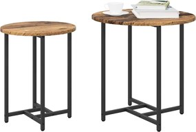 vidaXL Σετ βοηθητικά τραπεζάκια 2 pcs Παλιό ξύλο και μαύρο