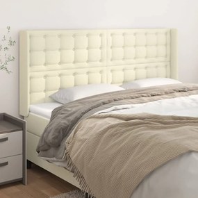 vidaXL Κεφαλάρι με Πτερύγια Κρεμ 163x16x118/128 εκ. Συνθετικό Δέρμα