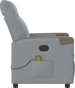 vidaXL Πολυθρόνα Μασάζ Ανακλινόμενη Ανοιχτό Γκρι Υφασμάτινη