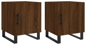 vidaXL Κομοδίνα 2 τεμ. Καφέ Δρυς 40 x 40 x 50 εκ. από Επεξεργ. Ξύλο