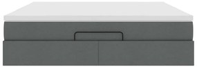vidaXL Οθωμανικό κρεβάτι με στρώμα σκούρο γκρι 160x200cm ύφασμα