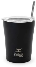 Θερμός Coffee Mug 350ml με Καλαμάκι ESTIA Save the Aegean Midnight Black