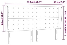 Κεφαλάρι με Πτερύγια Μαύρο 163x23x118/128 εκ. Υφασμάτινο - Μαύρο