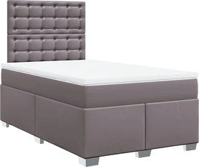 vidaXL Κρεβάτι Boxspring με Στρώμα Γκρι 120x190εκ. από Συνθετικό Δέρμα
