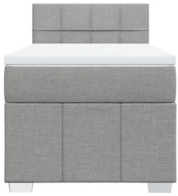 vidaXL Κρεβάτι Boxspring με Στρώμα Ανοιχτό Γκρι 90x200 εκ. Υφασμάτινο