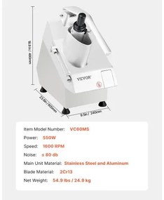 VEVOR Food Processor &amp; Vegetable Chopper w/ 6 Blades Food-Grade Stainless Steel