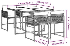 vidaXL Σετ Τραπεζαρίας Κήπου 5 τεμ. Μπεζ Συνθετικό Ρατάν με Μαξιλάρι