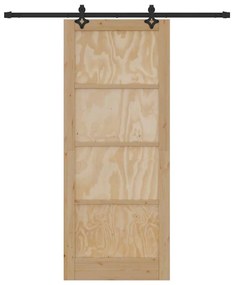 vidaXL Συρόμενη Πόρτα Φυσικό και μαύρο 86 x 211 cm