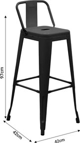 Σκαμπό μπαρ με πλάτη Utopia pakoworld λευκό μέταλλο 42x42x97εκ