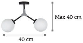 Κρεμαστό φωτιστικό από μαύρο μέταλλο και λευκή οπαλίνα (6167-2-NM)