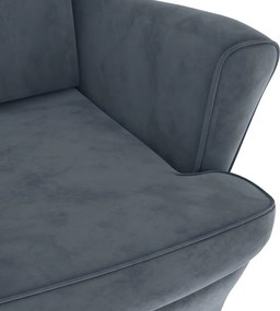 vidaXL Πολυθρόνα Σκούρο Γκρι από Βελούδο με Σκαμπό