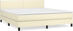 vidaXL Κρεβάτι Boxspring με Στρώμα Κρεμ 180x200 εκ. Συνθετικό Δέρμα