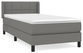 Κρεβάτι Boxspring με Στρώμα Σκούρο Γκρι 90x190 εκ. Υφασμάτινο - Γκρι