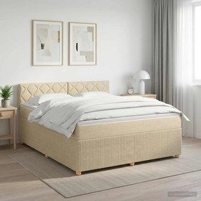 vidaXL Κρεβάτι box spring με στρώμα Κρεμ 160 x 200 cm Ύφασμα