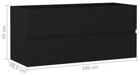 Ντουλάπι Νιπτήρα Μαύρο 100x38,5x45 εκ. από Επεξ. Ξύλο - Μαύρο