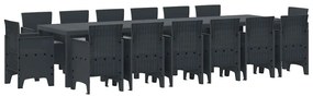 vidaXL Σέτ φαγητού για κήπο 15 pcs Ανθρακί Rattan Polt