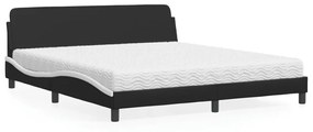 Κρεβάτι με Στρώμα Μαύρο/Λευκό 180x200 εκ. από Συνθετικό δέρμα - Μαύρο