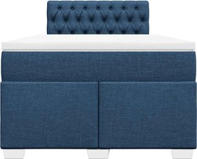 vidaXL Κρεβάτι Boxspring με Στρώμα Μπλε 120x190 εκ. Υφασμάτινο