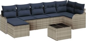 vidaXL Σετ Καναπέ Κήπου με μαξιλάρι 8 pcs Γκρι Πολυ ράταν